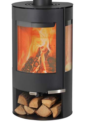 Kaminofen Aduro in schwarz mit Flamme